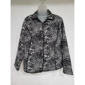 COPY - RQT Embroidered Zip Up Jacket Women Size Medium Blk & White